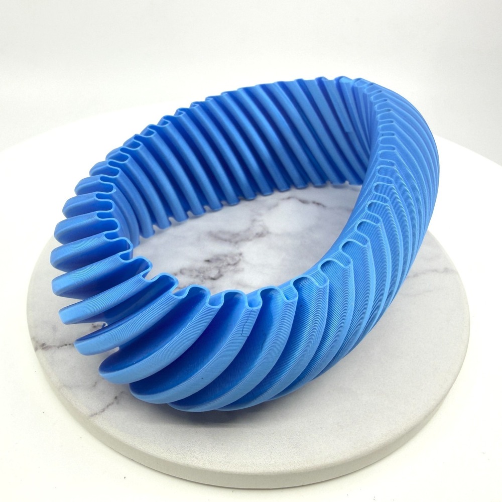 Vibrant Blue 3D Printed Wave Bangle Modern Statement Bracelet Unique Gift Trend